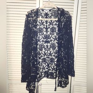 Cato crochet sweater blue large boho